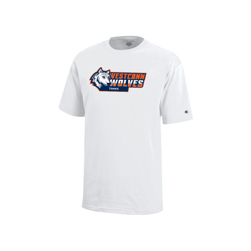  Champion Youth White Short Sleeve Tee - WestConn Wolves - Tennis