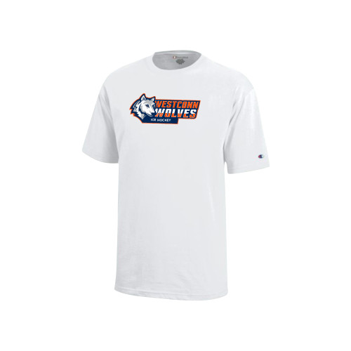  Champion Youth White Short Sleeve Tee - ICE HOCKEY WCSU