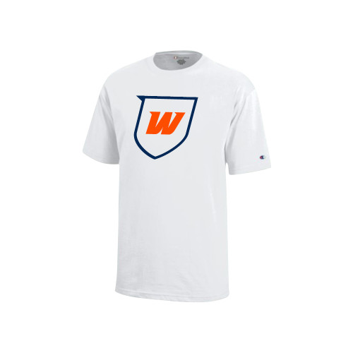  Champion Youth White Short Sleeve Tee - Shield Icon