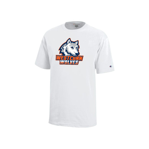  Champion Youth White Short Sleeve Tee - Westconn Wolves Athletic Mark