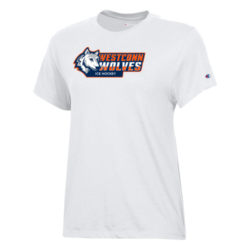  Champion Womens  White Core Short Sleeve Tee - ICE HOCKEY WCSU