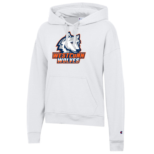 Champion Womens White Powerblend Pullover Hood - Westconn Wolves Athletic Mark