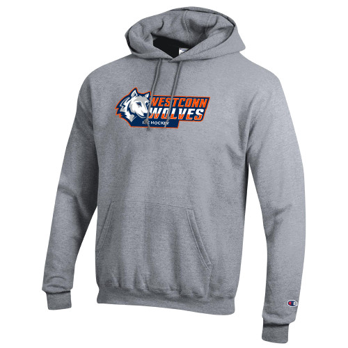  Champion Heather Grey Fleece Hoodie - ICE HOCKEY WCSU