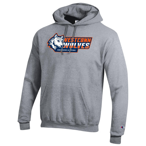  Champion Heather Grey Fleece Hoodie - WestConn Wolves - Swimming and Diving