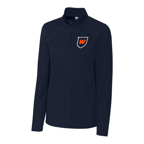  C&B Womens Dark Navy Clique Ice Pique Half Zip - Shield Icon