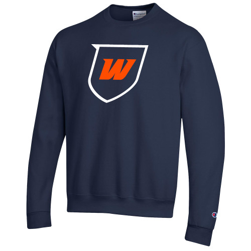  Champion Navy Fleece Crew - Shield Icon