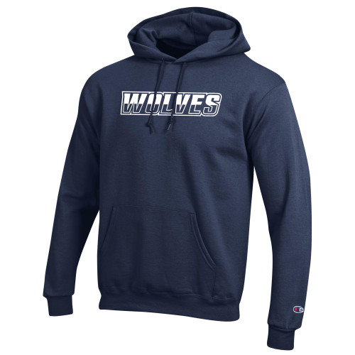 Champion Navy Fleece Hoodie - Athletic Wordmark