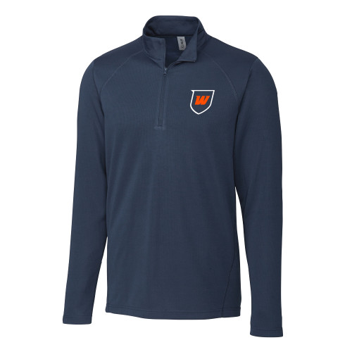  C&B Dark Navy Clique Ice Pique Half Zip - Shield Icon