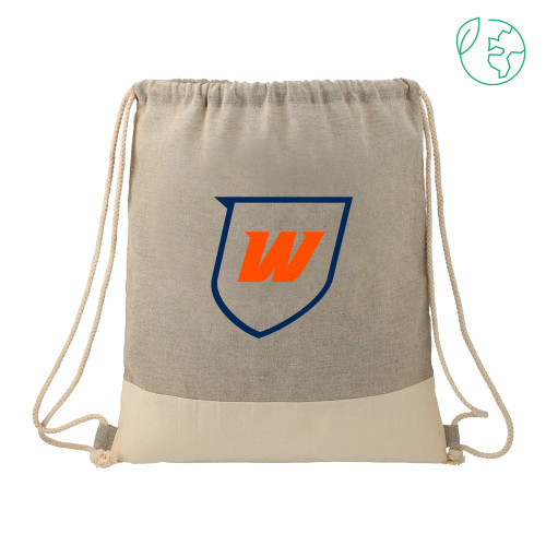  Split Recycled Cotton Grey/Natural Drawstring Bag - Shield Icon