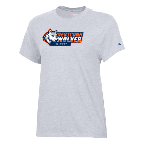  Champion Womens Oxford Grey Core Short Sleeve Tee - ICE HOCKEY WCSU