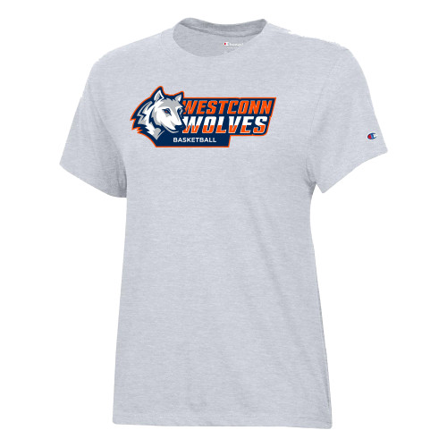  Champion Womens Oxford Grey Core Short Sleeve Tee - WestConn Wolves - Basketball