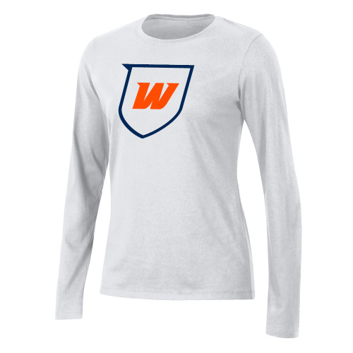 Gear Womens White Long Sleeve Tee - Shield Icon
