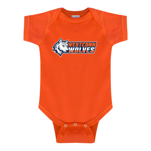  Orange Infant Onesie - Westconn Wolves Mascot Head Left