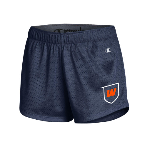  Champion Womens Navy Mesh Short - Shield Icon