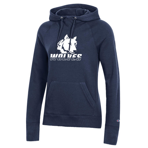  Champion Womens Navy Pull Over Hood - Mascot