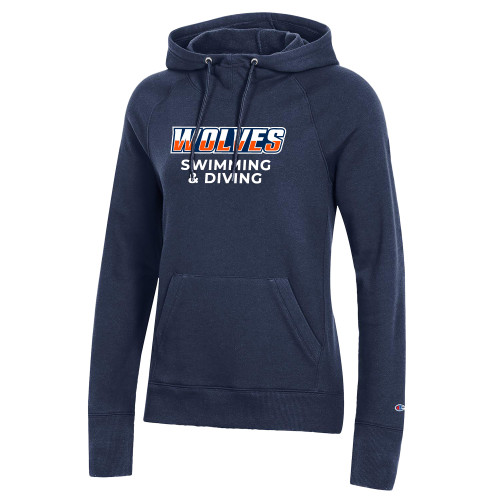  Champion Womens Navy Pull Over Hood - Swimming and Diving WCSU