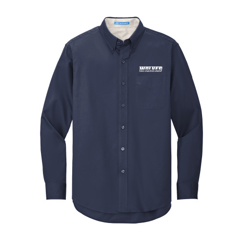  Navy Twill Button Down Long Sleeve - Athletic Wordmark