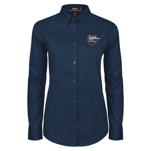  Womens Navy Twill Button Down Long Sleeve  - Institutional Shield