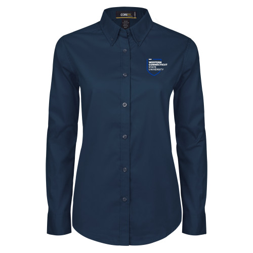 Womens Navy Twill Button Down Long Sleeve  - Institutional Shield