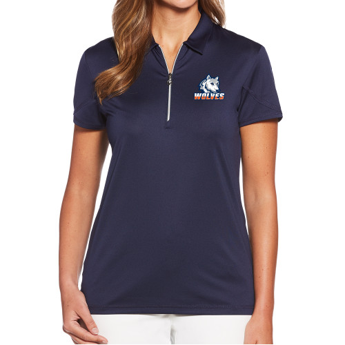  Callaway Womens Navy Tulip Sleeve Zip Polo - Mascot