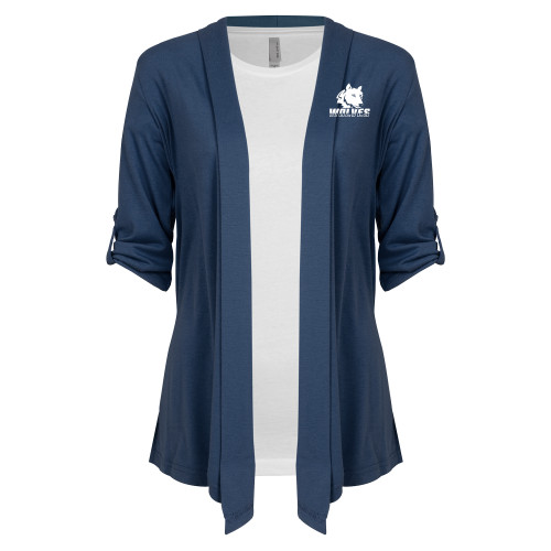  Womens Navy Drape Front Cardigan Sweater  - Mascot