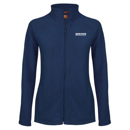  Womens Navy Fleece Full Zip Jacket - Athletic Wordmark