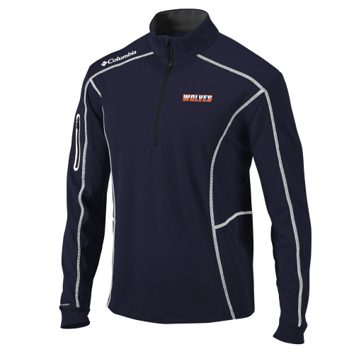 Columbia Navy Omni Wick Shotgun 1/4 Zip - Athletic Wordmark
