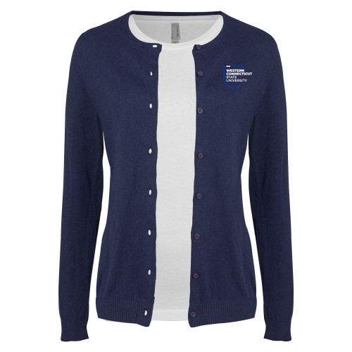  Womens Navy Cardigan Sweater - Institutional Shield