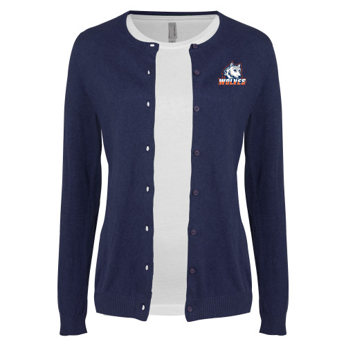  Womens Navy Cardigan Sweater - Mascot