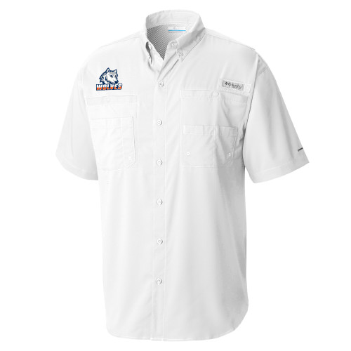  Columbia White Tamiami Performance Short Sleeve Shirt - Mascot
