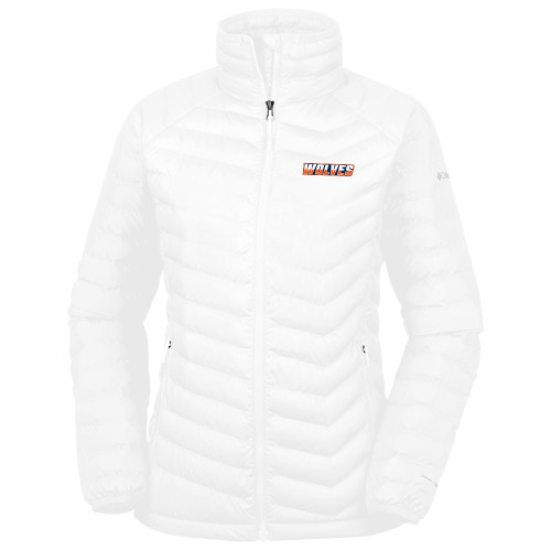  Columbia Womens White Powder Lite Jacket - Athletic Wordmark