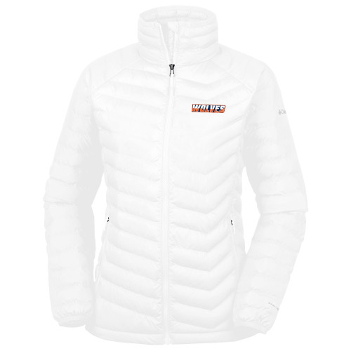  Columbia Womens White Powder Lite Jacket - Athletic Wordmark
