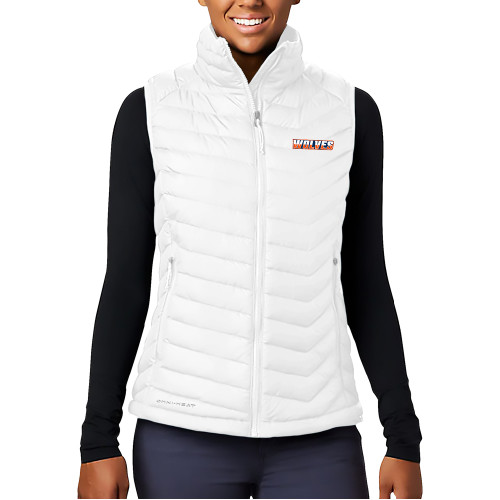  Columbia Womens White Powder Lite Vest - Athletic Wordmark