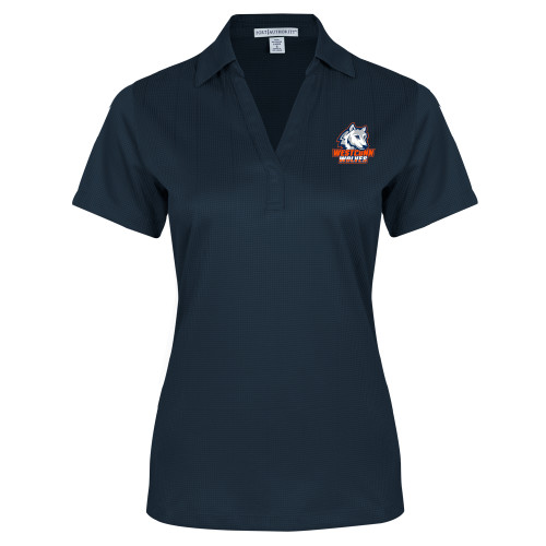  Womens Navy Performance Fine Jacquard Polo - Westconn Wolves Athletic Mark