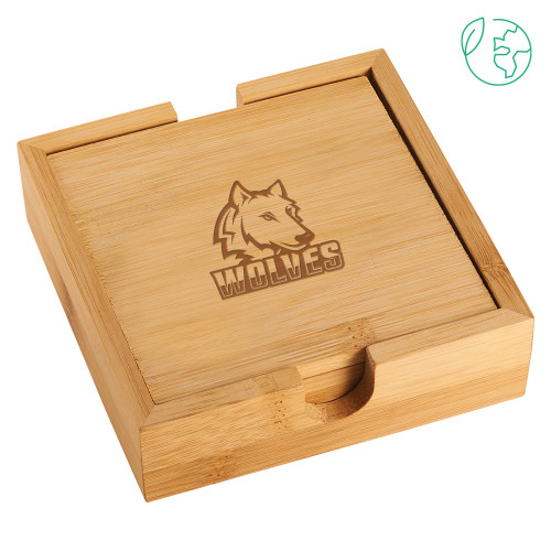  Bamboo Coaster Set - Mascot Engraved