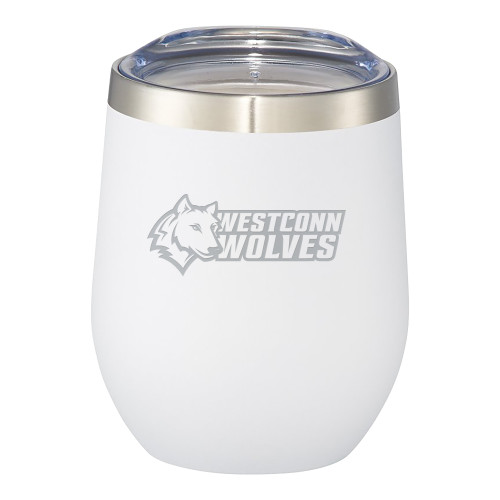 Corzo Vacuum Insulated White Cup 12oz - Westconn Wolves Mascot Head Left Engraved