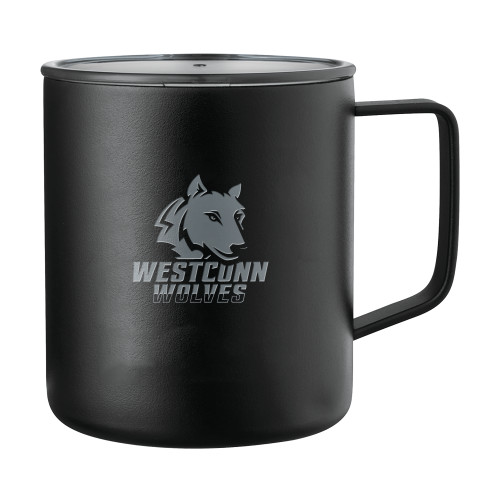  Rover Camp Vacuum Insulated Black Mug 14oz - Westconn Wolves Athletic Mark Engraved