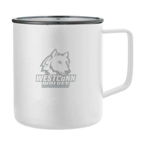  Rover Camp Vacuum Insulated White Mug 14oz - Westconn Wolves Athletic Mark Engraved