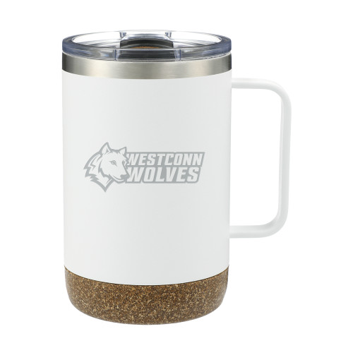  Valhalla Vacuum Insulated Camp White Mug 14oz - Westconn Wolves Mascot Head Left Engraved