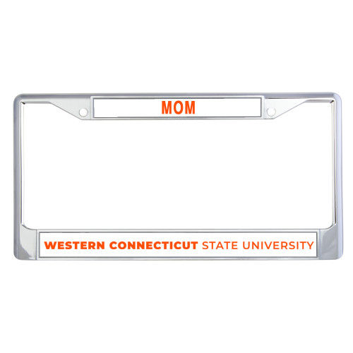  Mom Metal License Plate Frame in Chrome - Institutional Wordmark