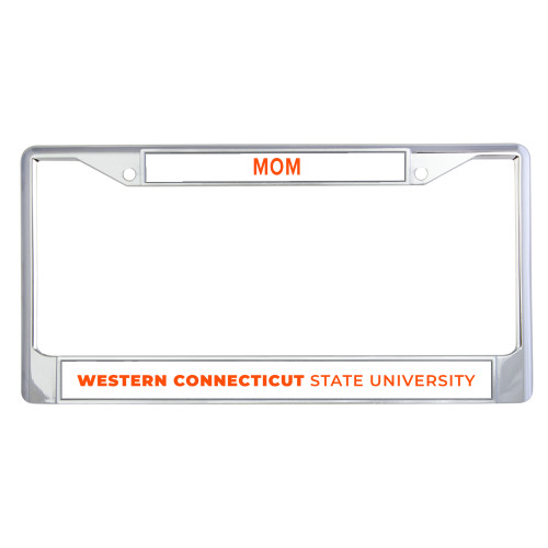  Mom Metal License Plate Frame in Chrome - Institutional Wordmark