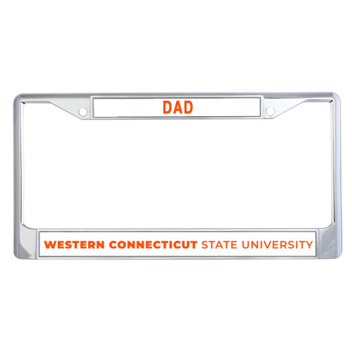  Dad Metal License Plate Frame in Chrome - Institutional Wordmark