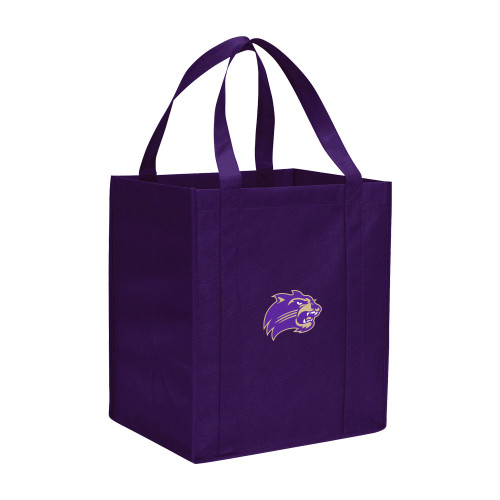  Non Woven Purple Grocery Tote - Catamount Head