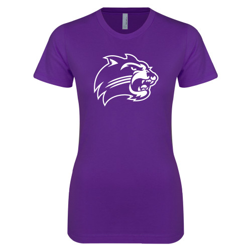  Next Level Womens Purple Boyfriend Tee - Catamount Head