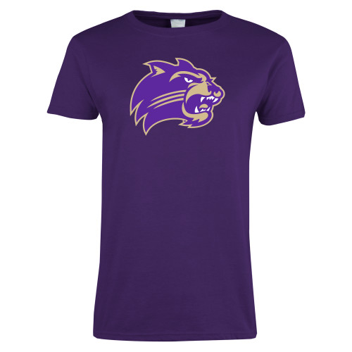  Womens Purple Short Sleeve Tee - Catamount Head