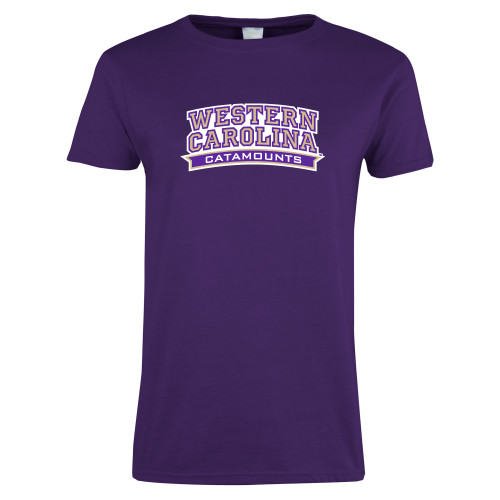  Womens Purple Short Sleeve Tee - Western Carolina Catamounts Arched