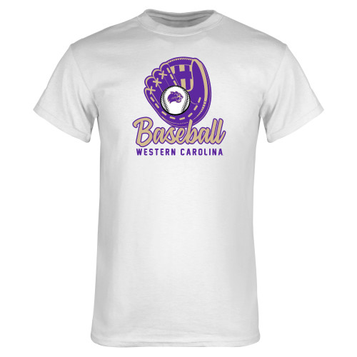  White T Shirt - WCU Baseball with Glove
