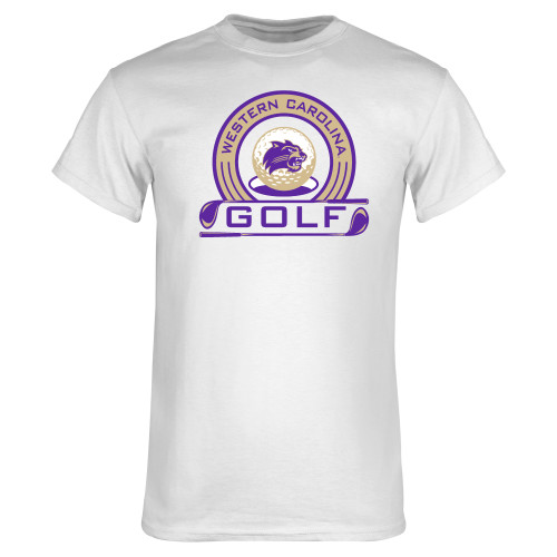  White T Shirt - WCU Golf with Hole in One and Clubs