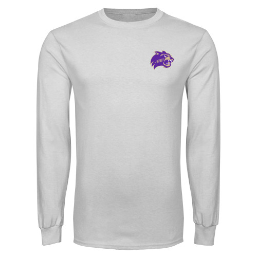  White Long Sleeve T Shirt - Catamount Head