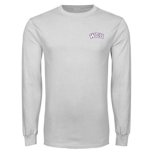  White Long Sleeve T Shirt - WCU Arched